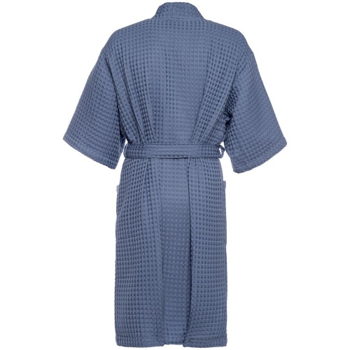 Халат вафельный мужской Boho Kimono, синий фото 2