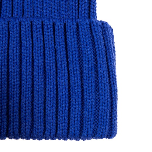 Вязаная шапка с козырьком Peaky, синяя (василек) фото 5