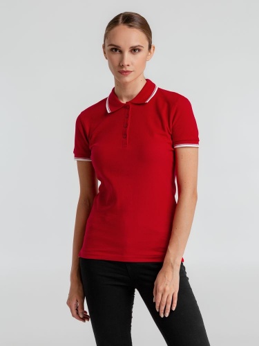 Рубашка поло женская Practice Women 270, красная с белым фото 3