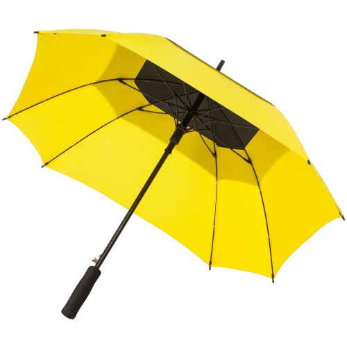 Квадратный зонт-трость Octagon, черный с желтым фото 2
