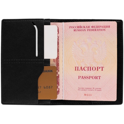 Обложка для паспорта Petrus, черная фото 3