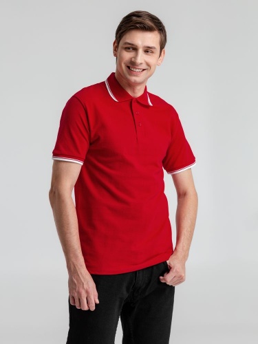 Рубашка поло мужская с контрастной отделкой Practice 270, красный/белый фото 4
