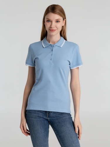 Рубашка поло женская Practice Women 270, голубая с белым фото 3