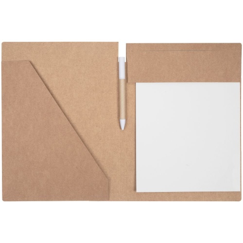 Папка Fact-Folder формата А4 c блокнотом и ручкой, крафт фото 4