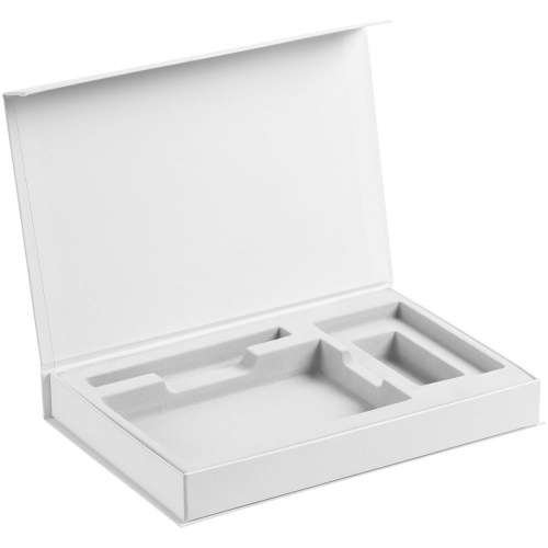 Коробка Silk с ложементом под ежедневник 10x16 см, аккумулятор и ручку, белая фото 2