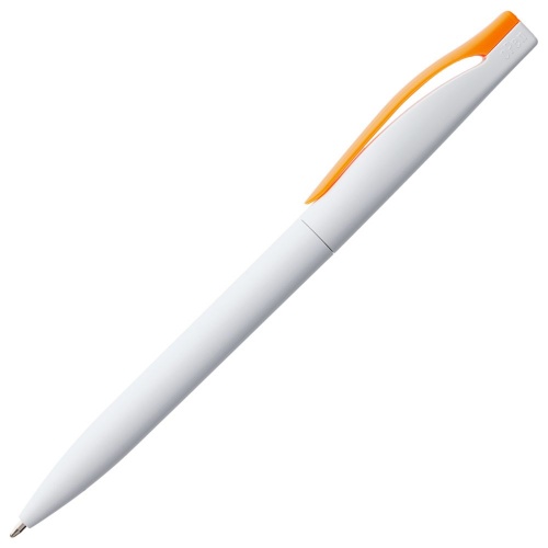 Ручка шариковая Pin, белая с оранжевым фото 2