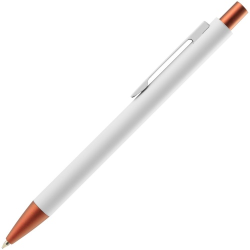 Ручка шариковая Chromatic White, белая с оранжевым фото 2