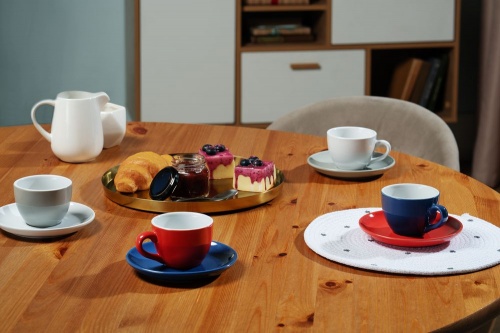 Чайная пара Cozy Morning, красная с серым фото 5
