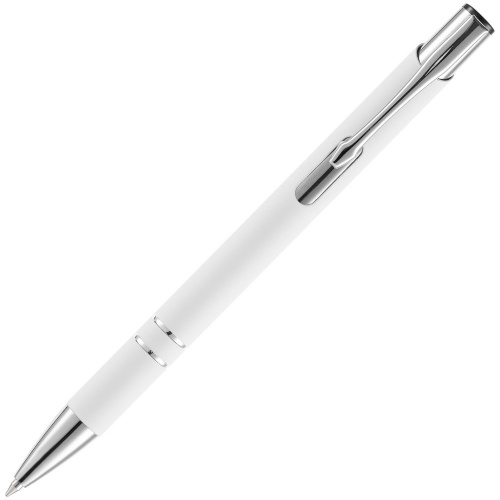 Ручка шариковая Keskus Soft Touch, белая фото 3