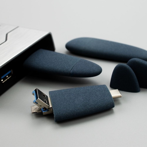 Флешка Pebble Universal, USB 3.0, серо-синяя, 32 Гб фото 9