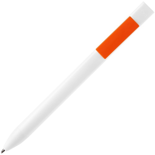 Ручка шариковая Swiper SQ, белая с оранжевым фото 2