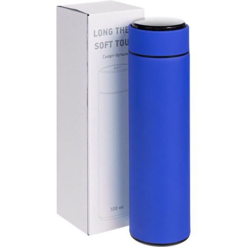 Смарт-бутылка с заменяемой батарейкой Long Therm Soft Touch, синяя фото 9
