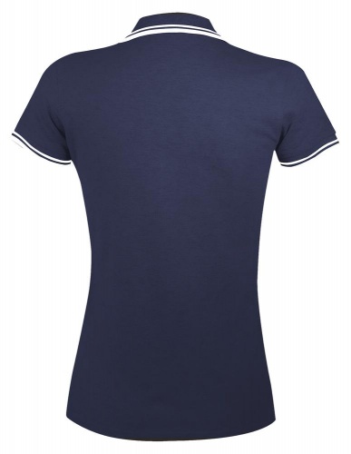 Рубашка поло женская Pasadena Women 200 с контрастной отделкой, темно-синяя с белым фото 2