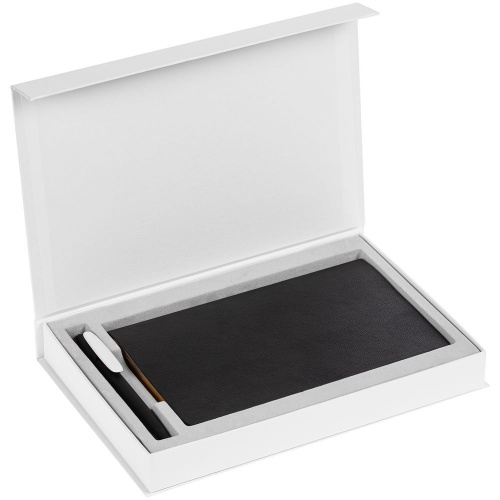 Коробка Silk с ложементом под ежедневник 13x21 см и ручку, белая фото 3