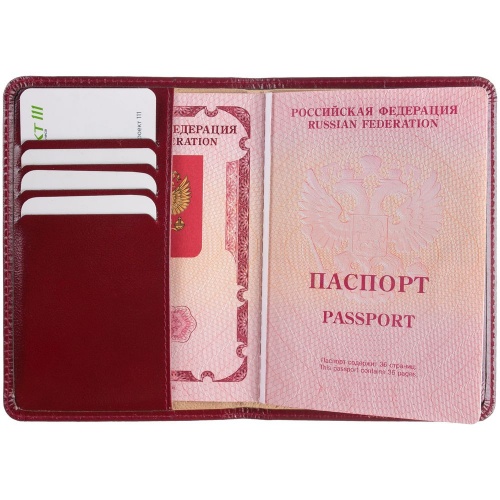 Обложка для паспорта Signature, бордовая фото 7
