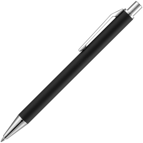 Ручка шариковая Lobby Soft Touch Chrome, черная фото 3