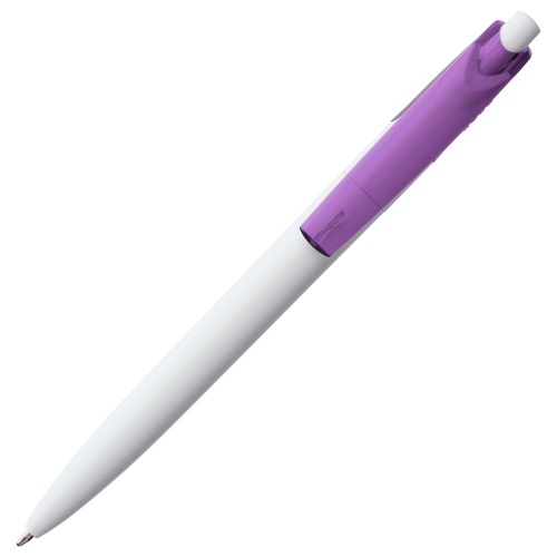 Ручка шариковая Bento, белая с фиолетовым фото 3