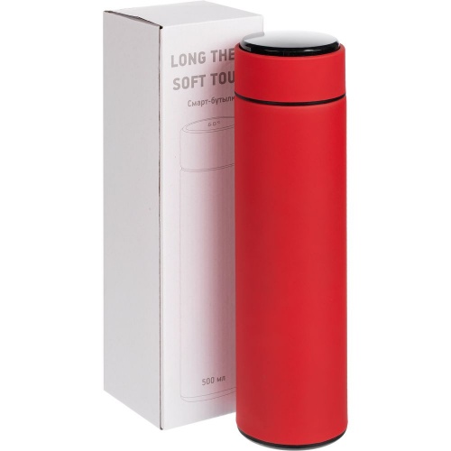 Смарт-бутылка с заменяемой батарейкой Long Therm Soft Touch, красная фото 9