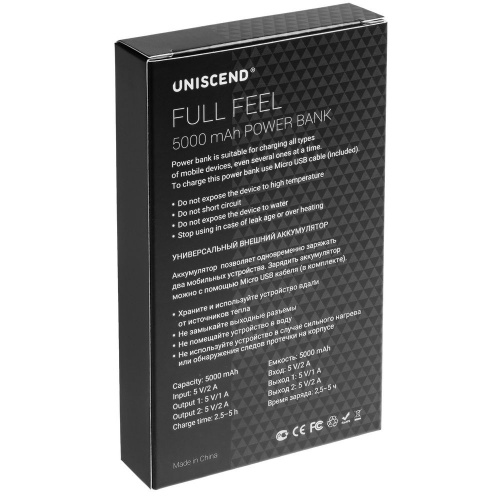 Внешний аккумулятор Uniscend Full Feel 5000 мАч, черный фото 9