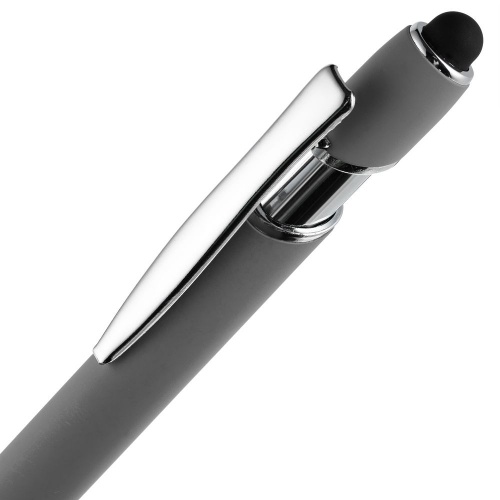 Ручка шариковая Pointer Soft Touch со стилусом, серая фото 4