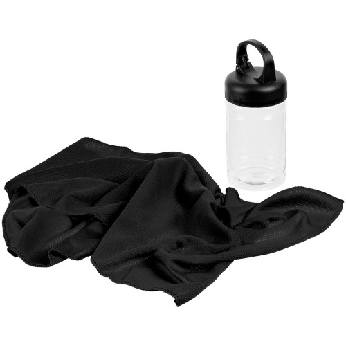 Охлаждающее полотенце Frio Mio в бутылке, черное фото 2