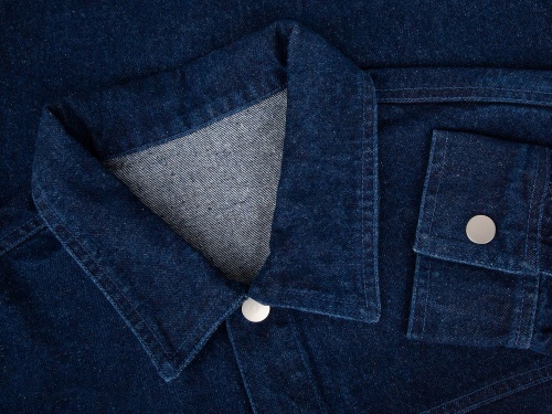 Куртка джинсовая O1, темно-синяя фото 7