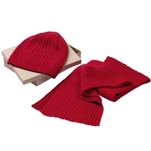 Набор Stripes: шарф и шапка, красный фото 3