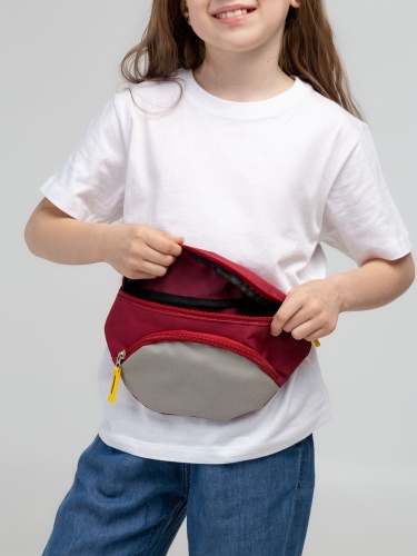 Поясная сумка детская Kiddo, бордовая с серым фото 6