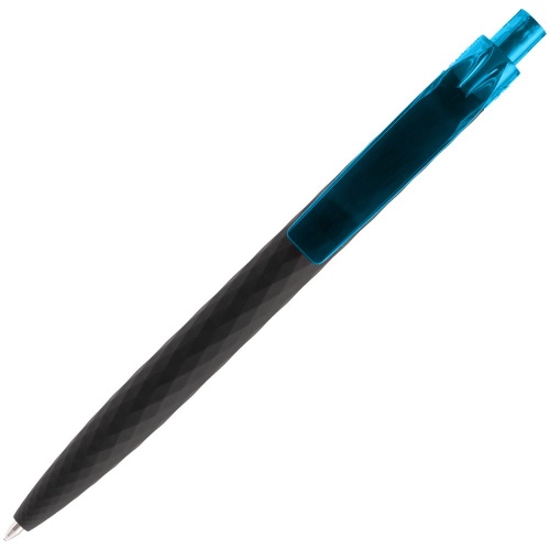 Ручка шариковая Prodir QS01 PRT-P Soft Touch, черная с голубым фото 4