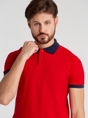Рубашка поло Prince 190, красная с темно-синим фото 5