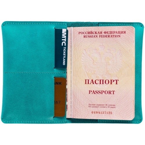 Обложка для паспорта Apache, ver.2, бирюзовая фото 4
