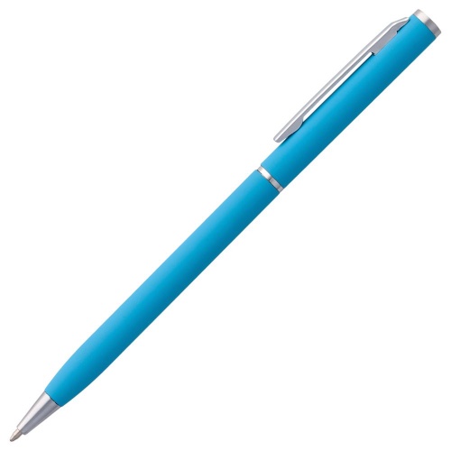 Ручка шариковая Hotel Chrome, ver.2, матовая голубая фото 3