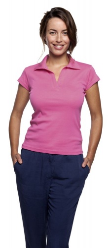 Рубашка поло женская без пуговиц Pretty 220, ярко-розовая фото 4