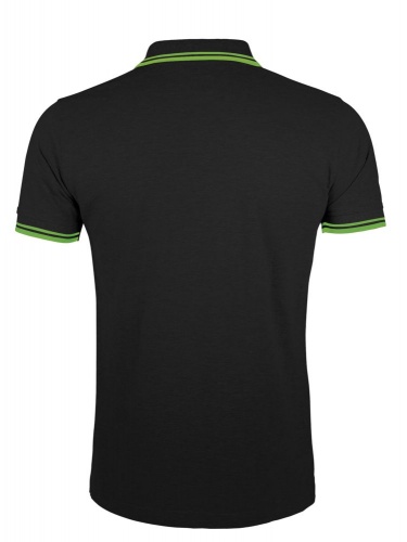 Рубашка поло мужская Pasadena Men 200 с контрастной отделкой, черная с зеленым фото 2