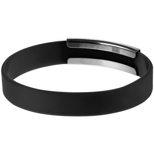 Силиконовый браслет Brisky с металлическим шильдом, черный фото 2